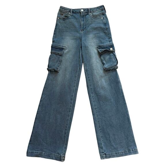 Juicy Couture Wide Legs Cargo Denim Jeans JUICY Size 7/28 - Picture 2 of 8